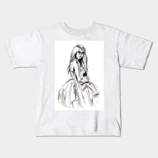 drawing of a girl in a nice dress Kids T-Shirt